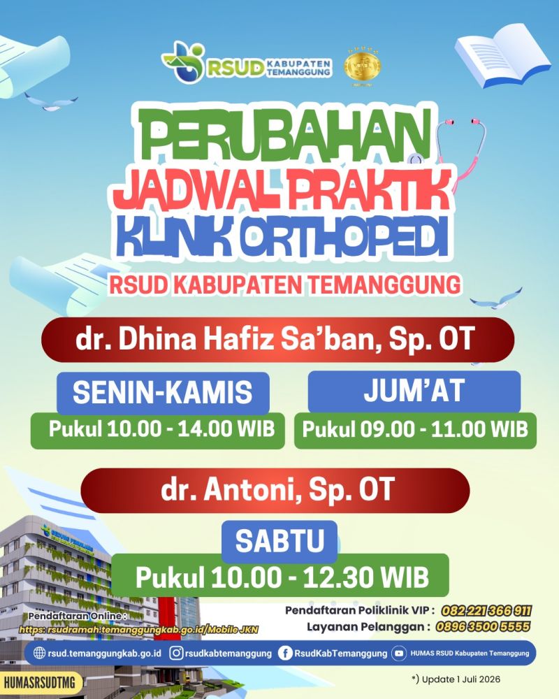 Perubahan Jadwal Praktik Klinik Orthopedi
