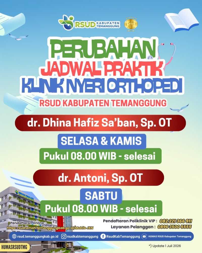 Perubahan Jadwal Praktik Klinik Nyeri Orthopedi