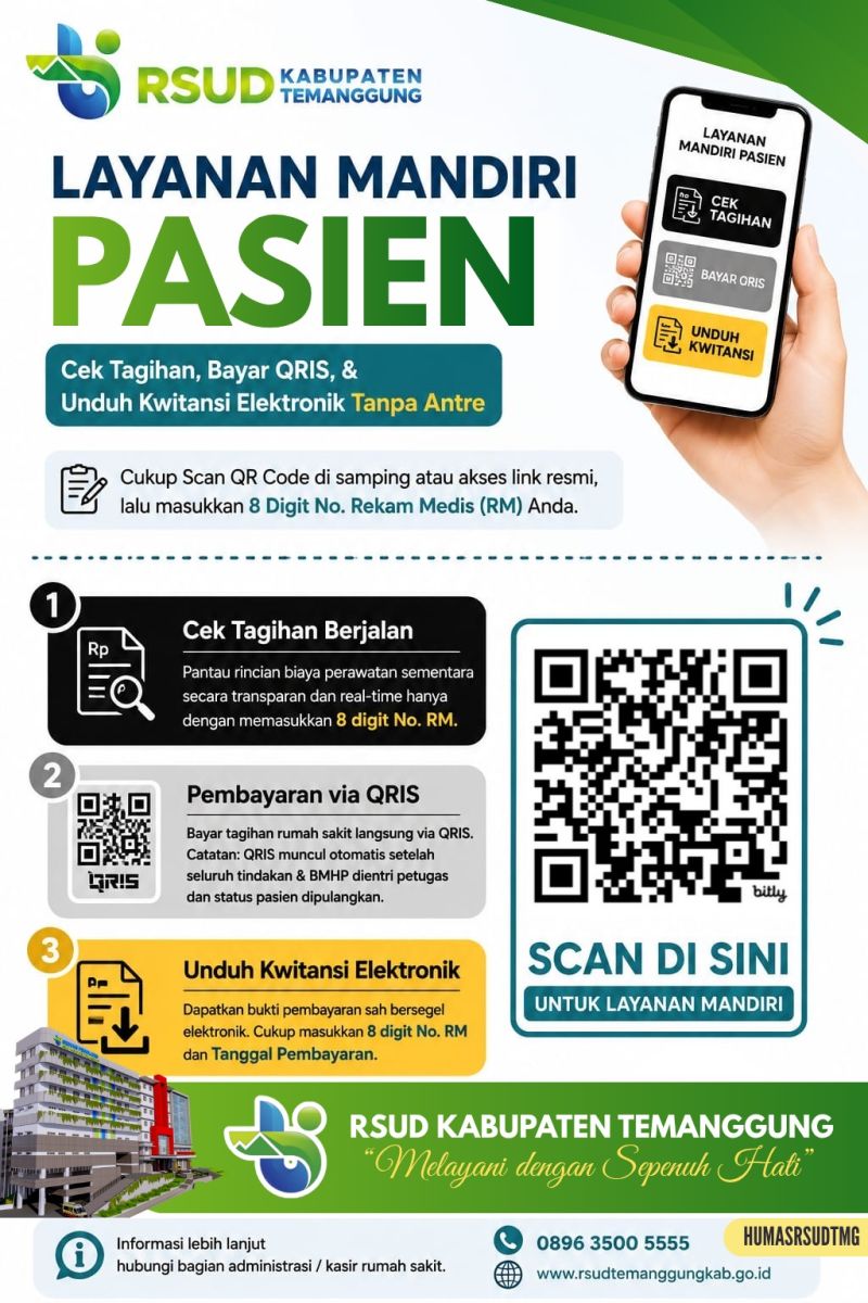 Layanan Mandiri Pasien: Cek Tagihan, Bayar QRIS dan Unduh Kuitansi Elektronik TANPA ANTRE!